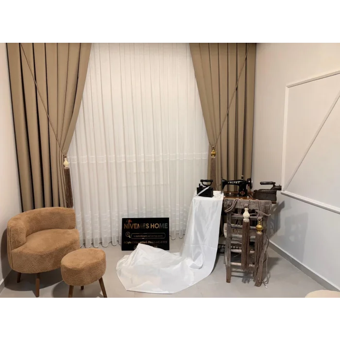 NIVEMESHOME ROMA LINO 1/3 TROPPI PIEGHE BEIGE TELA FONESTRA APM