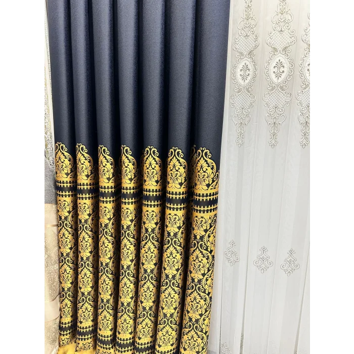 NİVEMESHOME SİDE FT632057 V- 503 LACİVERT 1/3 SIK PİLELİ FON PERDE APM