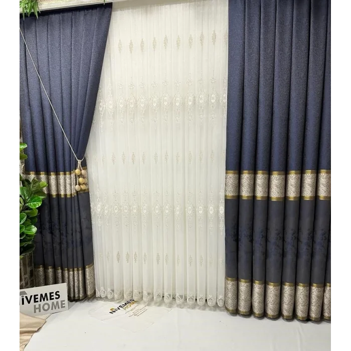 NİVEMESHOME SIERRA CORTINA DE TUL CON BORDES DE ORO DE 108 1/3 DE PIEL APILADA