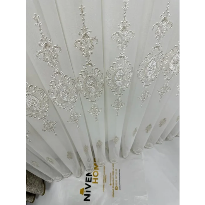 NİVEMESHOME SIERRA CORTINA DE TUL CON BORDES DE ORO DE 108 1/3 DE PIEL APILADA