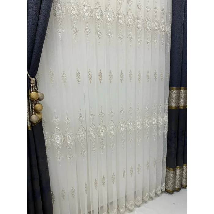 NİVEMESHOME SIERRA CORTINA DE TUL CON BORDES DE ORO DE 108 1/3 DE PIEL APILADA