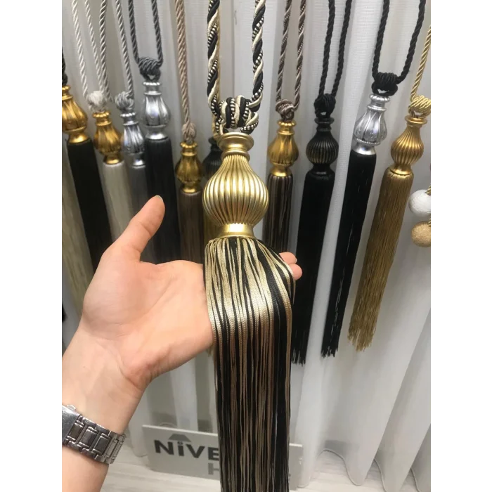 NIVEMESHOME BLACK-BEIGE MIXED CURTAIN VALANCE BRACKET