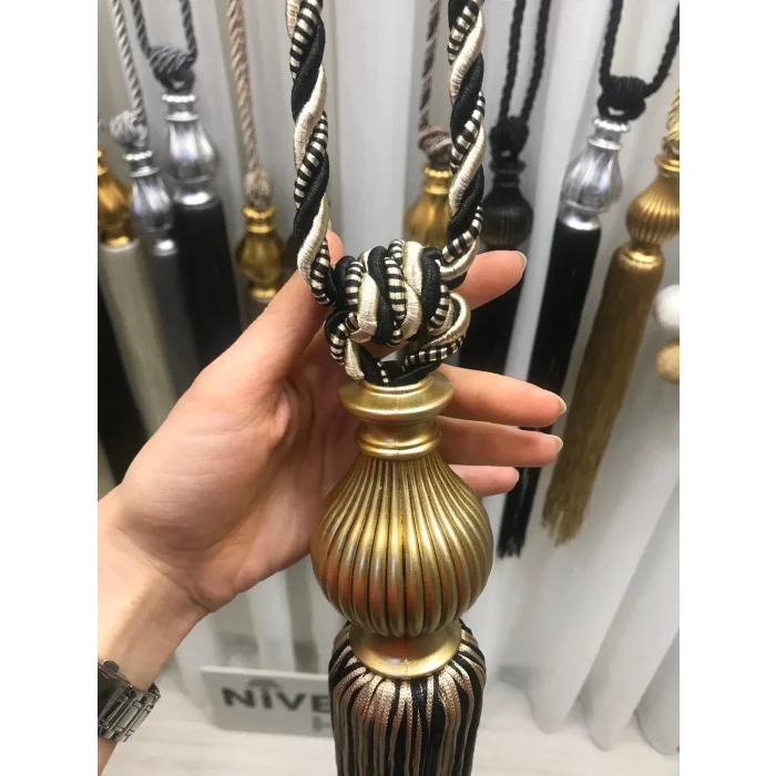 NIVEMESHOME BLACK-BEIGE MIXED CURTAIN VALANCE BRACKET