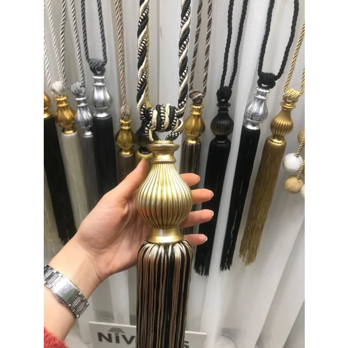 NIVEMESHOME BLACK-BEIGE MIXED CURTAIN VALANCE BRACKET