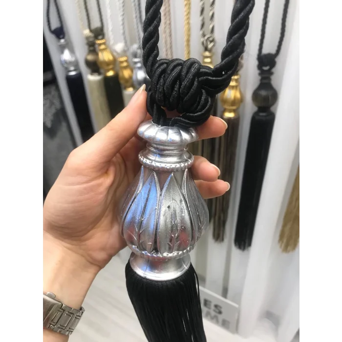 NİVEMESHOME BLACK FRINGED GRAY DEVICE CEILING ASSEMBLY BRAÇOL