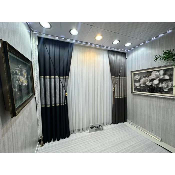 NİVEMESHOME TESLA WHITE GROUND 1/3 DENSE PILE TULLE CURTAIN APM