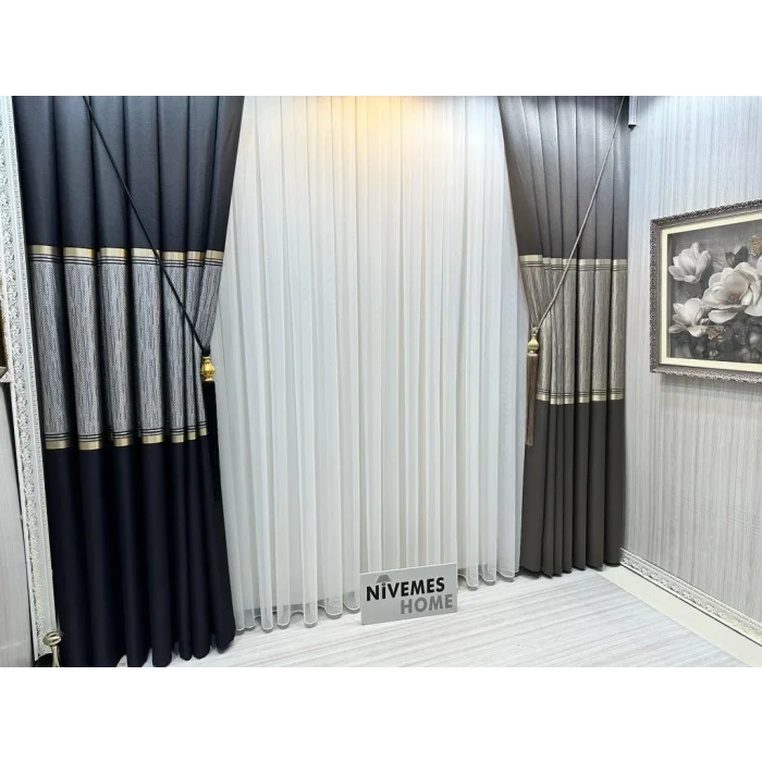 NİVEMESHOME TESLA WHITE GROUND 1/3 DENSE PILE TULLE CURTAIN APM