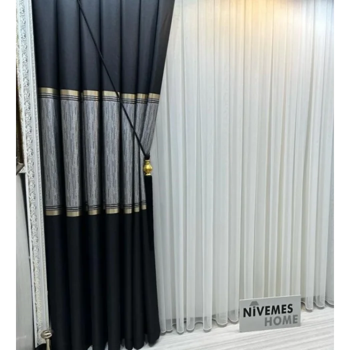 NİVEMESHOME TESLA WHITE GROUND 1/3 DENSE PILE TULLE CURTAIN APM