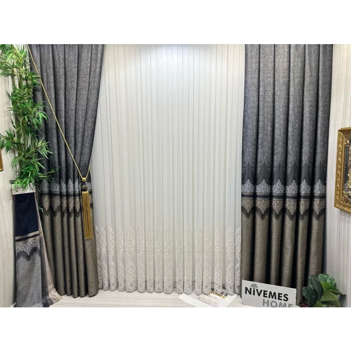 NİVEMESHOME TITUS FJ632145 V-913 NEGRO 1/3 PLISADA CORTINA TRASLÚCIDA APM