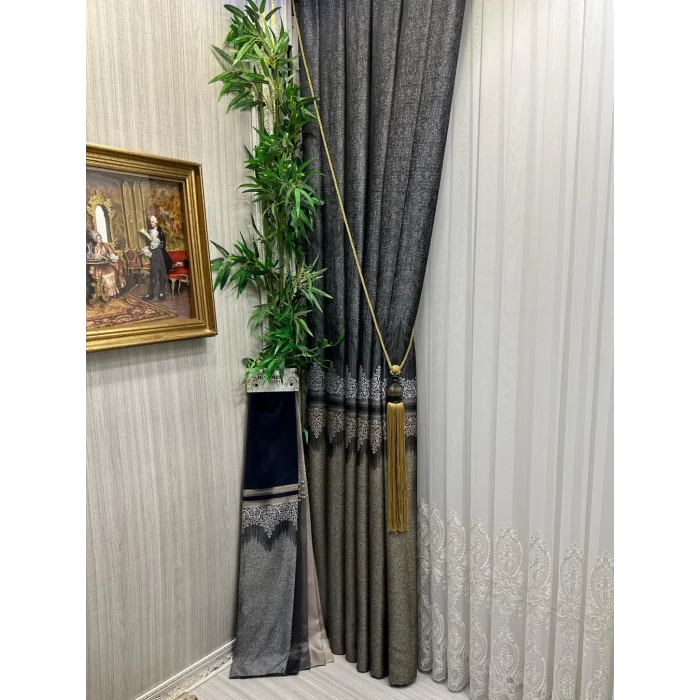 NİVEMESHOME TITUS FJ632145 V-913 NEGRO 1/3 PLISADA CORTINA TRASLÚCIDA APM