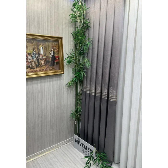 NİVEMESHOME TİTUS GÜMÜŞ FJ632145 V-5422 1/3 SIK PİLELİ FON PERDE APM