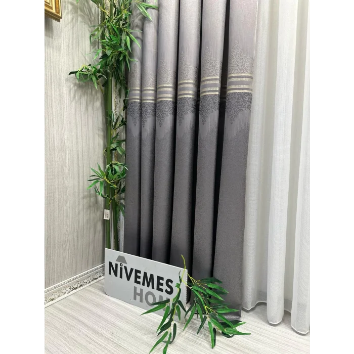 NİVEMESHOME TİTUS GÜMÜŞ FJ632145 V-5422 1/3 SIK PİLELİ FON PERDE APM