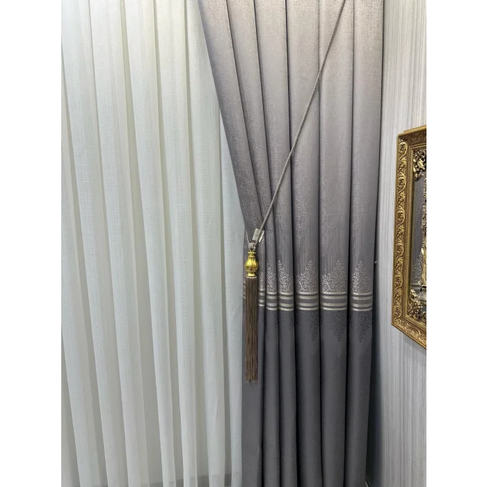 NİVEMESHOME TİTUS GÜMÜŞ FJ632145 V-5422 1/3 SIK PİLELİ FON PERDE APM