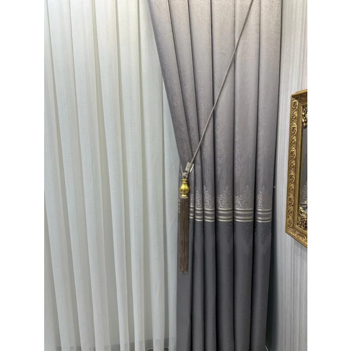 NİVEMESHOME TİTUS GÜMÜŞ FJ632145 V-5422 1/3 SIK PİLELİ FON PERDE APM