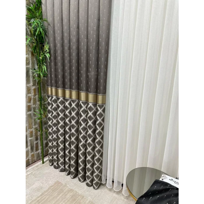 NİVEMESHOME TROYA V-5322 1/3 SIK PİLELİ FON PERDE APM