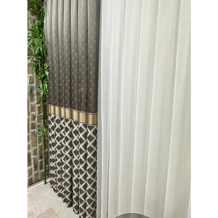 NİVEMESHOME TROYA V-5322 1/3 SIK PİLELİ FON PERDE APM