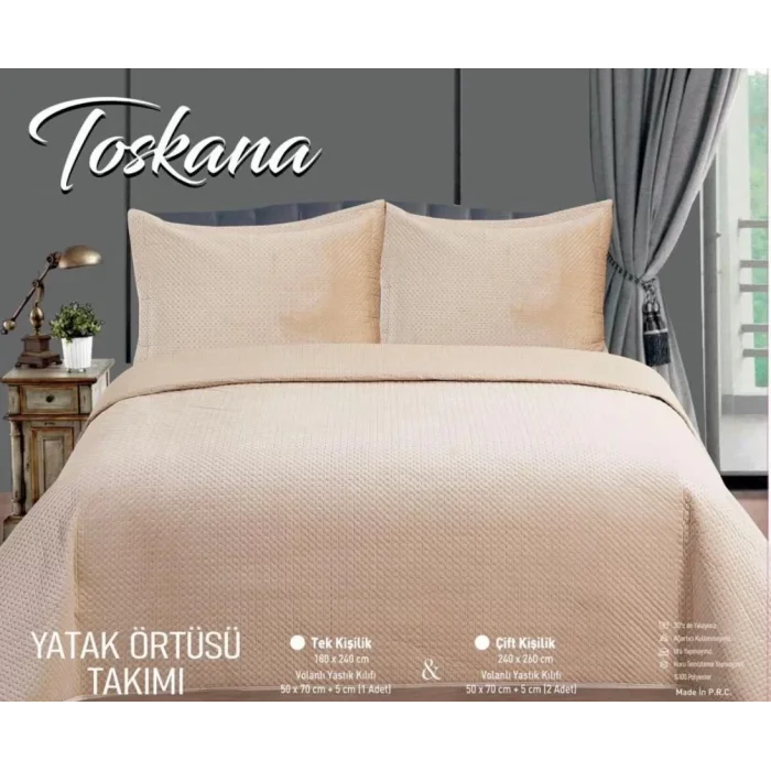 NIVEMESHOME EDREDÓN DE CAMA INDIVIDUAL 180X240 BEIGE TOSCANA