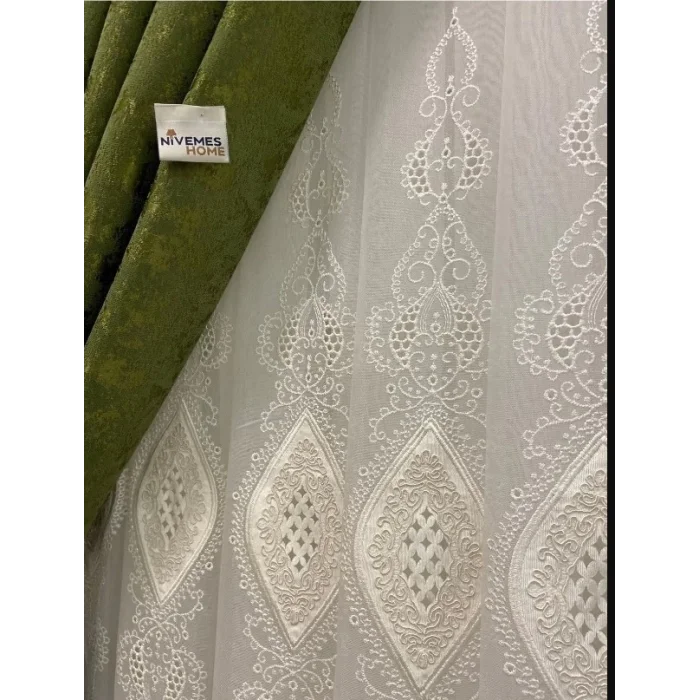 NİVEMESHOME NEW GROUND EMBROIDERED 1/3 DENSE PILE TULLE CURTAIN APM