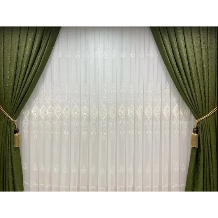NİVEMESHOME NEW GROUND EMBROIDERED 1/3 DENSE PILE TULLE CURTAIN APM