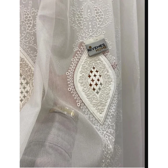 NİVEMESHOME NEW GROUND EMBROIDERED 1/3 DENSE PILE TULLE CURTAIN APM