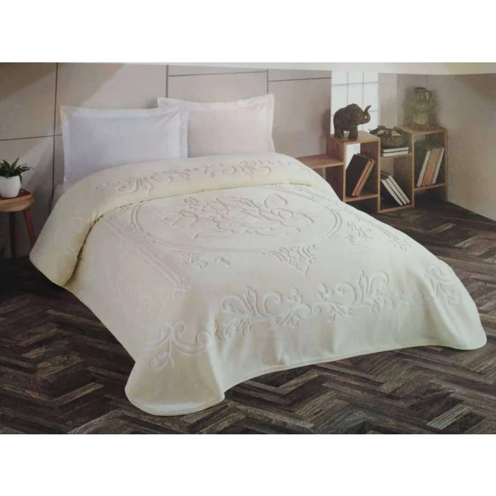 CROWN CRYSTAL ECRU DOUBLE BLANKET