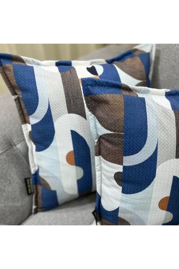 NIVEMESHOME GEOMETRİK MAVİ DESENLİ 45X45 KIRLENT KILIFI