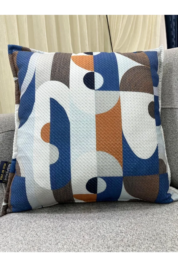 NIVEMESHOME GEOMETRİK MAVİ DESENLİ 45X45 KIRLENT KILIFI