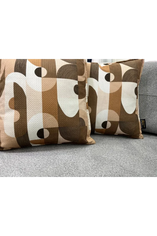 NIVEMESHOME GEOMETRİK BEJ-KAHVE DESENLİ 45X45 KIRLENT KILIFI