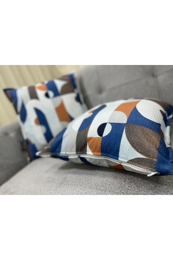 NIVEMESHOME GEOMETRİK MAVİ DESENLİ 45X45  DOLGULU KIRLENT KILIFI