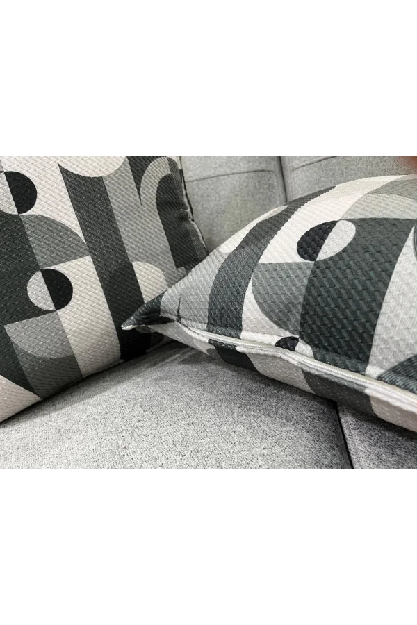 NIVEMESHOME GEOMETRİK GRİ-SİYAH DESENLİ 45X45 DOLGULU KIRLENT KILIFI