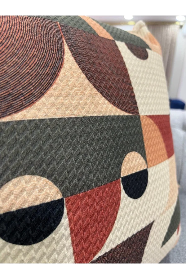 NIVEMESHOME GEOMETRİK YEŞİL- KAHVE  DESENLİ 45X45 KIRLENT KILIFI