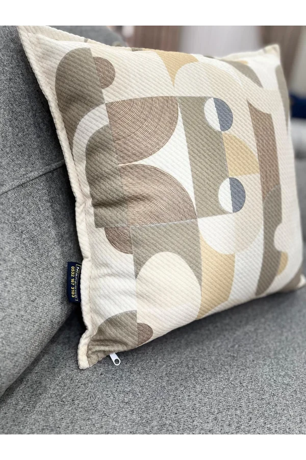 NIVEMESHOME GEOMETRİK  AÇIK KAHVE DESENLİ 45X45 KIRLENT KILIFI