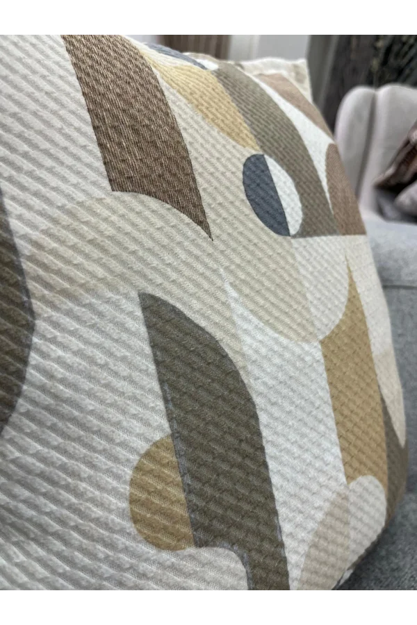 NIVEMESHOME GEOMETRİK  AÇIK KAHVE DESENLİ 45X45 KIRLENT KILIFI