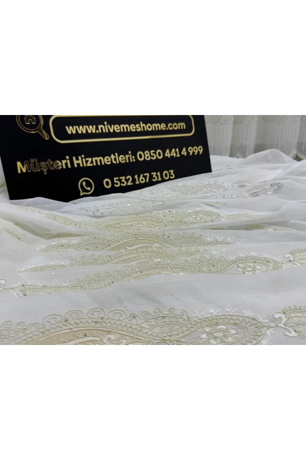 NİVEMESHOME ELİSYA 3812 ORO BRILLANTE 1/3 BORDADO CON BAMBÚ