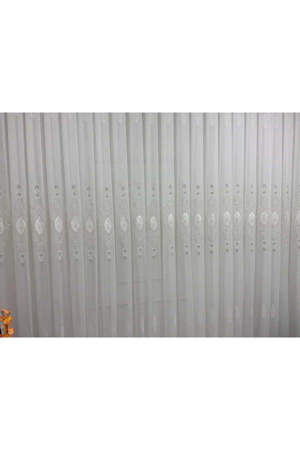 NİVEMESHOME ELİSYA 3812 GÜMÜŞ IŞILTI 1/2,5 PİLELİ  BAMBU TÜL PERDE