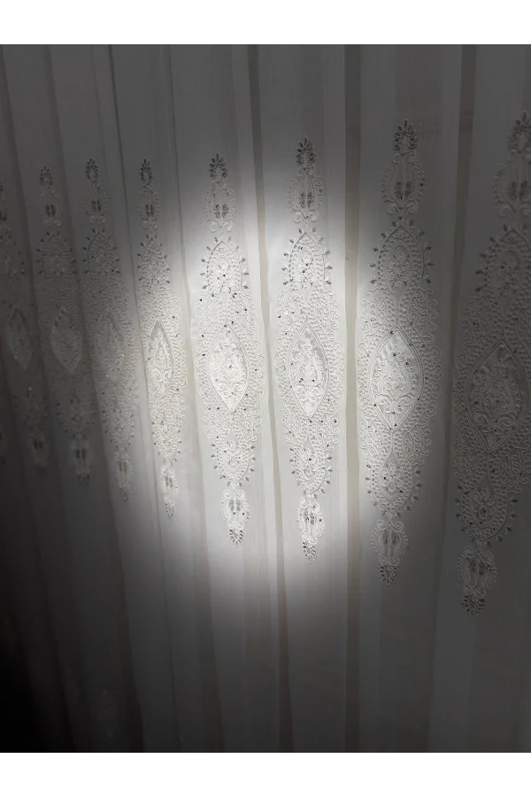 NİVEMESHOME ELİSYA 3812 GÜMÜŞ IŞILTI 1/2,5 PİLELİ  BAMBU TÜL PERDE