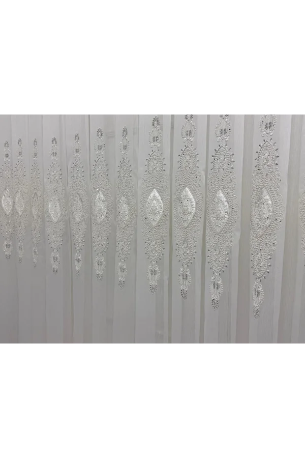 NİVEMESHOME ELİSYA 3812 GÜMÜŞ IŞILTI 1/2,5 PİLELİ  BAMBU TÜL PERDE