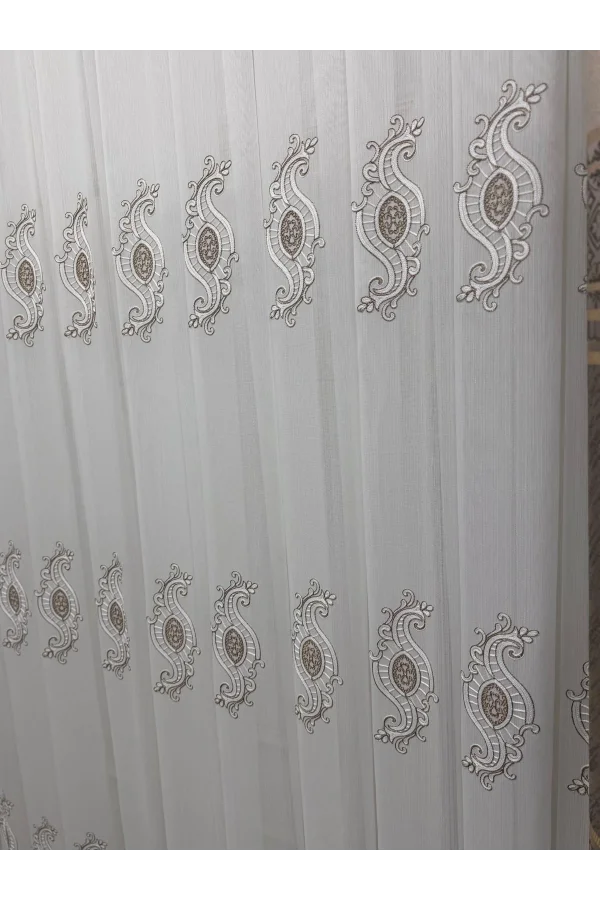 NİVEMESHOME ROYAL 4380 VİZON 1/3 PİLELİ BAMBU TÜL PERDE