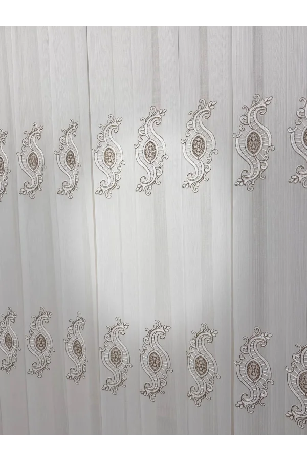 NİVEMESHOME ROYAL 4380 VİZON 1/3 PİLELİ BAMBU TÜL PERDE