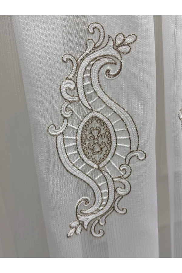 NİVEMESHOME ROYAL 4380 VİZON 1/3 PİLELİ BAMBU TÜL PERDE