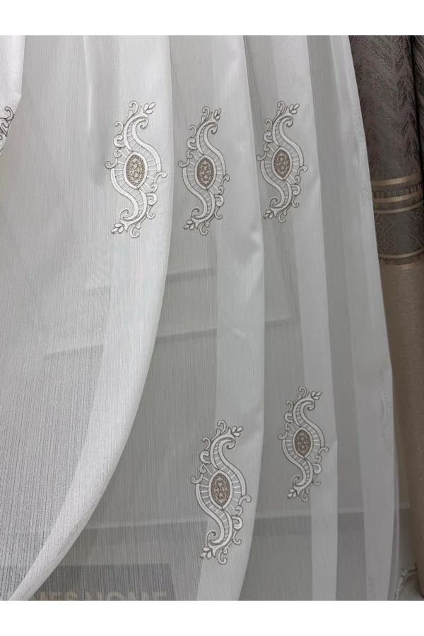 NİVEMESHOME ROYAL 4380 VİZON 1/3 PİLELİ BAMBU TÜL PERDE