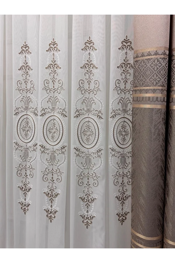 NIVEMESHOME ASPERA EKRU 1/3 PİLELİ TÜL PERDE APM