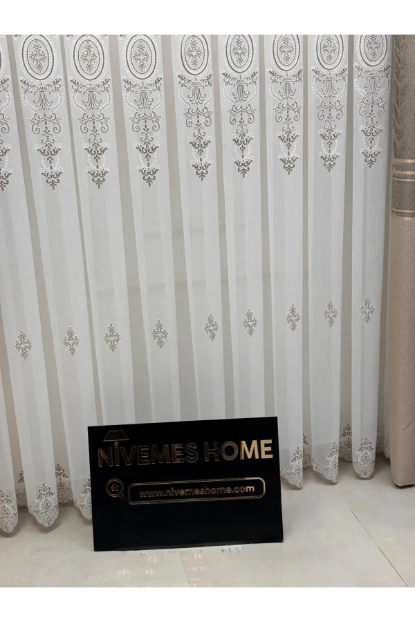 NIVEMESHOME ASPERA EKRU 1/3 PİLELİ TÜL PERDE APM