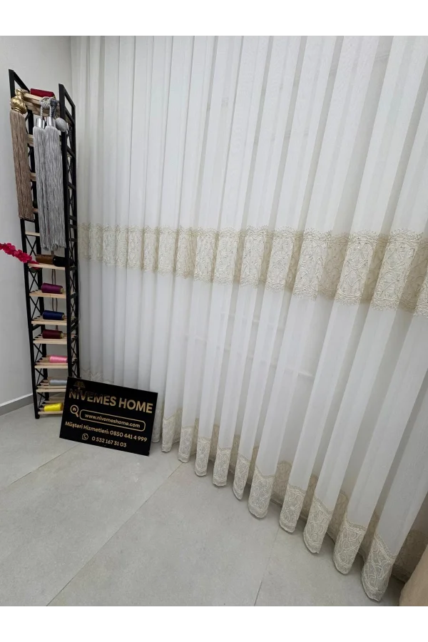 NİVEMESHOME LUMINA 7194 V2 1/3 PİLELİ BAMBU TÜL PERDE