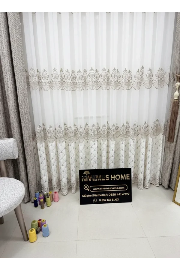 NİVEMESHOME 2840 HARMONİ  VİZON  1/3 PİLELİ   TÜL PERDE
