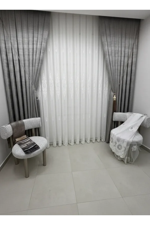 NİVEMESHOME  SAFİR BEYAZ 1/3 TÜL PERDE