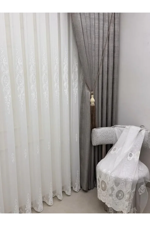 NİVEMESHOME  SAFİR BEYAZ 1/3 TÜL PERDE