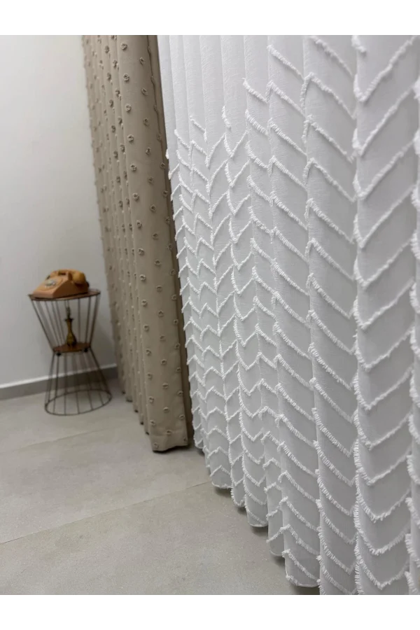 NİVEMESHOME SAREL KETEN 1/3 PİLELİ  TÜL PERDE APM