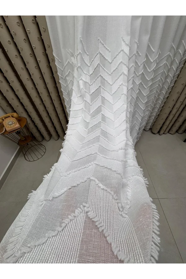 NİVEMESHOME SAREL KETEN 1/3 PİLELİ  TÜL PERDE APM