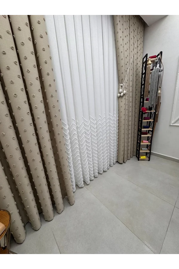 NİVEMESHOME SAREL KETEN 1/3 PİLELİ  TÜL PERDE APM